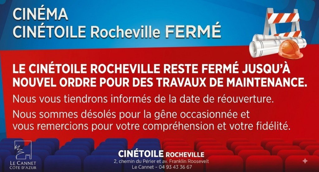 actualité FERMETURE PROVISOIRE DU CINETOILE ROCHEVILLE